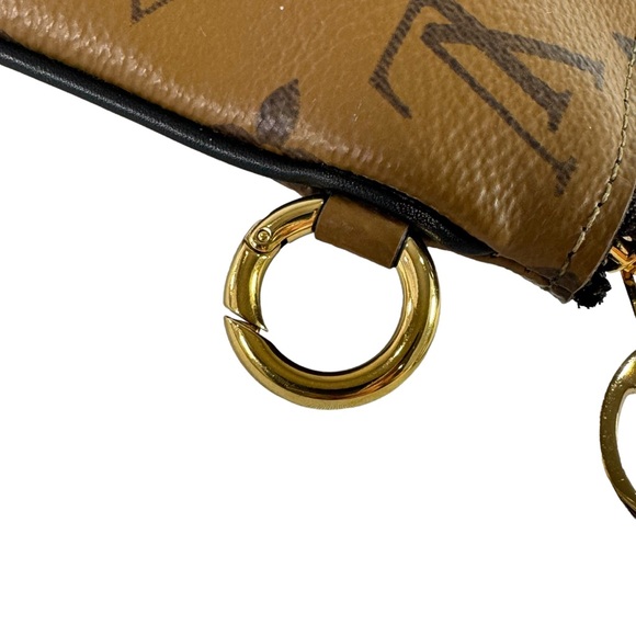 LOUIS VUITTON Tan Leather Reverse Monogram Trio Square Pouch Made in France - Picture 6 of 11